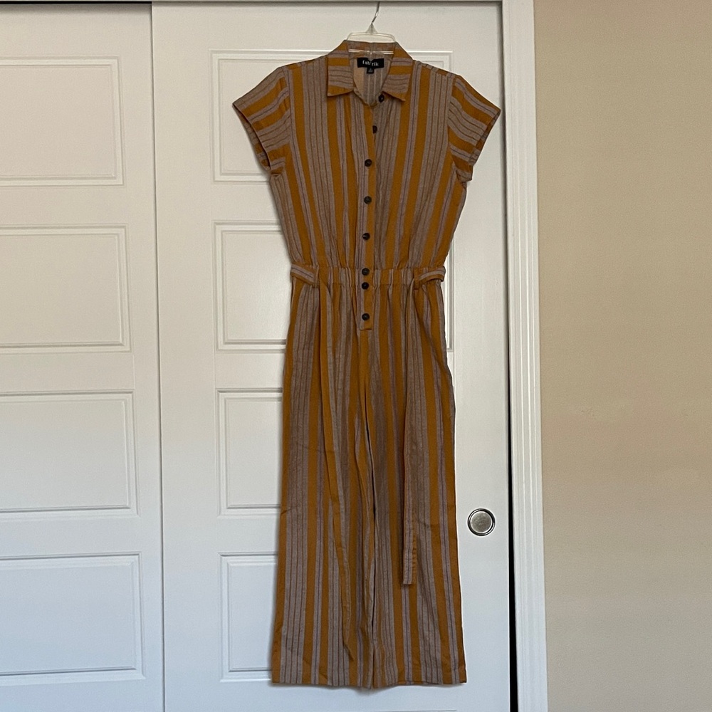 fab'rik Mustard and Magenta Striped Jumpsuit